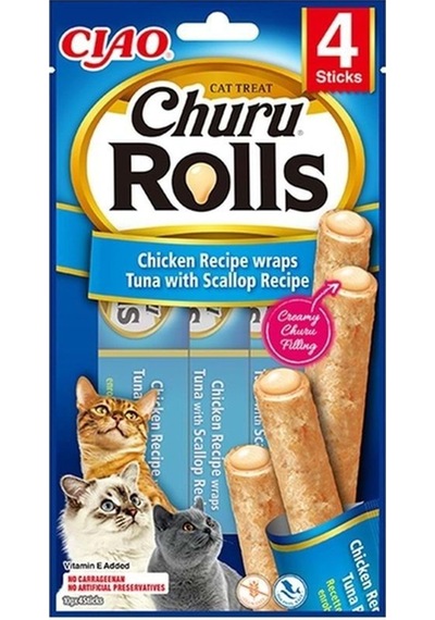 Ciao Sticks Tavuk Sargılı Ton Balıklı Ve Deniz Taraklı Kedi Ödül Maması 4 X 10 Gr