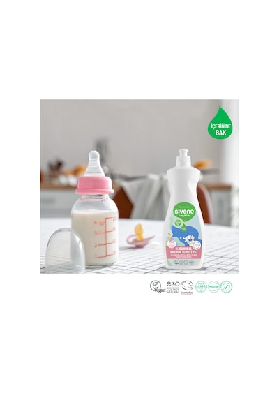 Siveno %100 Doğal Emzik ve Biberon Temizleyicisi Bitkisel Elde Bulaşık Sabunu Nemlendirici Vegan 500 ml