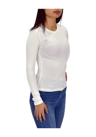 Kadın Düz Renk Vücuda Oturan Uzun Kollu Sweatshirt Bgl-st04296 Ekru