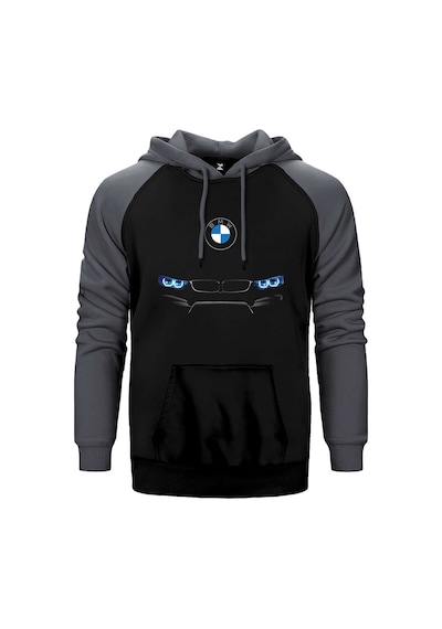 Bmw M4 Series Logo Gri Renk Reglan Kol Kapşonlu Sweatshirt Gri