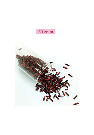 Uzun Boru Kesme Boncuk Çap 2mm Uzunluk 10 Mm - 60 Gram - Kırmızı Siyah - Bnc291