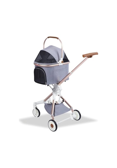 Eurodog - 338 - Katlanabilir Köpek Arabası Gri - Csmo-tex - 83x48,5x110 Cm