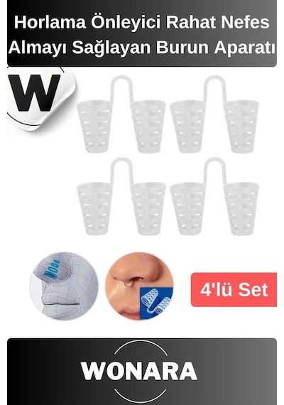 Premium Horlama Önleyici Rahat Nefes Almayı Sağlayan Uyku Kalitesini Artırıcı Burun Aparatı 4'lü Set