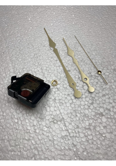 Saat Mekanizması, Akar Sessiz Duvar Saati Mekanizması, 14 Mm Şaft, Akrep-yelkovan-saniye- Askılı Gold Altın