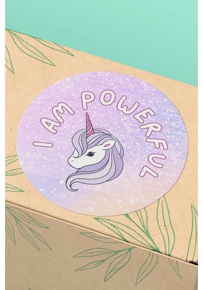 I Am Powerful Unicorn Simli Sticker 3x3cm St2213 Çok Renkli