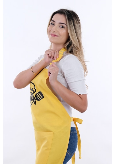 Unisex Master Chef Ayar Askılı Mutfak Önlüğü Sarı
