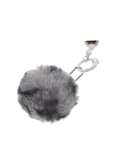 Peluş Ponpon Telefon Ve Çanta Bilekliği Gri Leopar Ve Düz Leopar Renkli Yumuşak Kürklü Anahtarlık, Telefon Askısı Ve Şık Boncuklu Kadın Aksesuarı Acik Yeşil