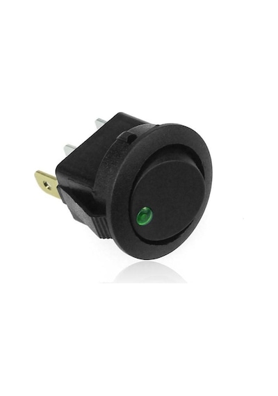 Yuvarlak Nokta Işıklı Anahtar Yeşil 12v 3p - 20 Adet
