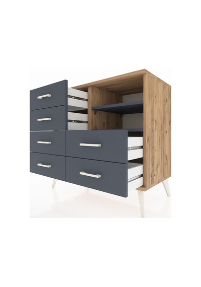 Hyperion Şifonyer 2 Raflı 6 Çekmeceli 88x44x80 Çam-antrasit Antrasit Hyperion Şifonyer 2 Raflı 6 Çekmeceli 88x44x80 Çam-antrasit Antrasit