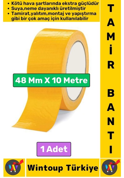 Ultra Güçlü Su Neme Dayanıklı Çok Amaçlı Montaj Onarım İzolasyon Tamir Bantı Sarı 48 Mm X 10 Metre
