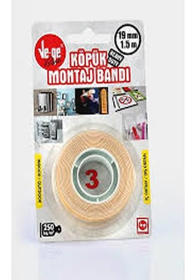 Ve-Ge Çift Taraflı Köpük Bant 19 MM x 1,5 MT (3)