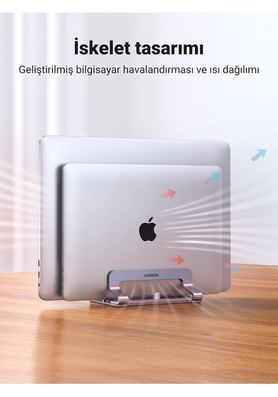 Lexroo Masa İçin Dikey Dizüstü Bilgisayar Standı Çift Yuvalı Dizüstü Bilgisayar Standı Tutucu
