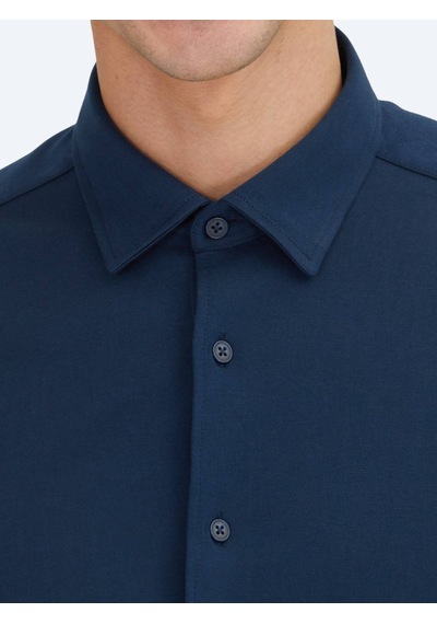 Lacivert Düz Regular Fit Dokuma Casual %100 Pamuk Gömlek Lacivert