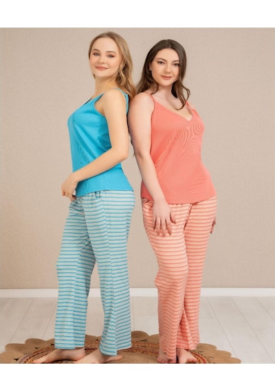 Baha Perfect Club Kadın İp Askılı V Yaka Pijama Takımı 4362k - 1 Adet Kiremit