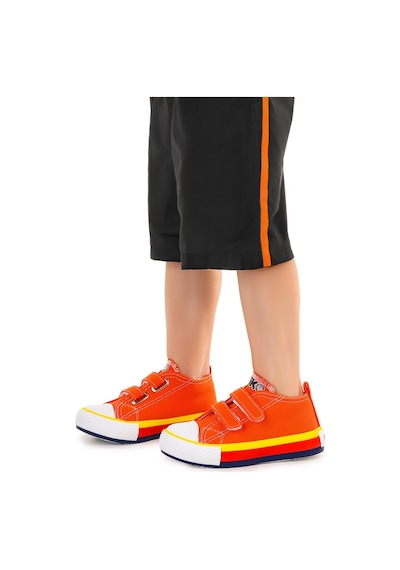 Kiko Kids Linen Cırtlı Erkek Bebek Keten Spor Ayakkabı Turuncu