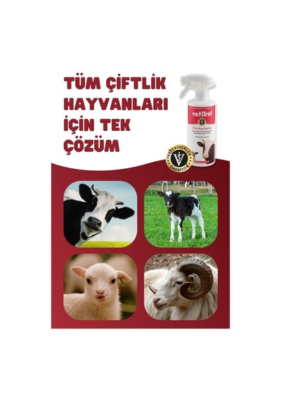 Veturel Göz Bakım İnek Koyun Çiftlik Hayvanı Göz Kızarıklığı Mukus Yıkama Spreyi 500 ML