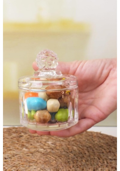 Deconox Lüx Kristal Mini Cam Şekerlik & Cam Lokumluk, Kesme Cam Lüx Şekerlik 7.5cm 9.2cm - 06644 Genel