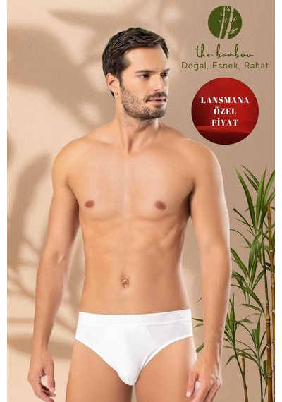 Weweus Beyaz Erkek Süper İnce Doğal Bambu Lüks Slip 1011 Beyaz