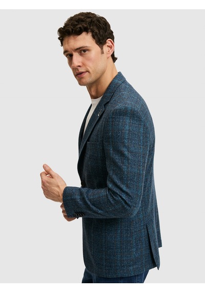 Cacharel Petrol Mavi Slim Fit Yün Kaşmir Karışımlı Ceket