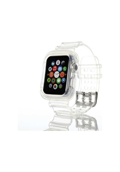 Apple Uyumlu  Watch 42 MM Krd-27 Şeffaf Renkli Transparan Silikon Kordon