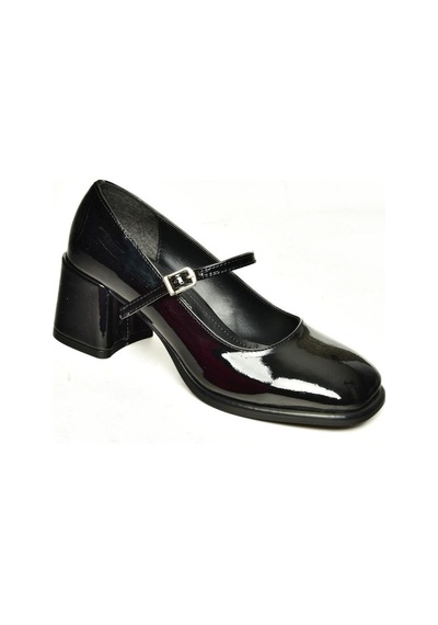 Fox Shoes U518422008 Siyah Rugan Kalın Topuklu Kadın Ayakkabı Siyah