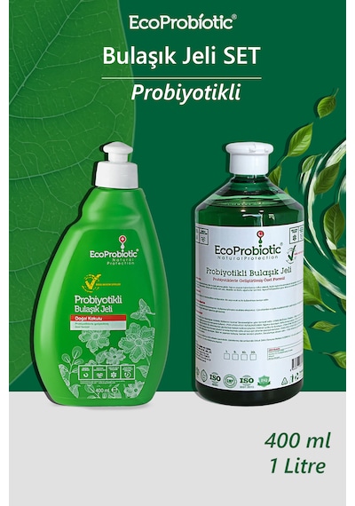 Probiyotikli Bulaşık Jeli 400 Ml +1 Lt Set Temiz İçerikli, Çevre Dostu, Ağır Kimyasal İçermez
