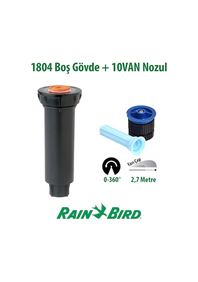 Rain Bird 10van Sprey Nozulu 2,7 Mt. Ve 1804 Profesyonel Sprey Gövde Seti