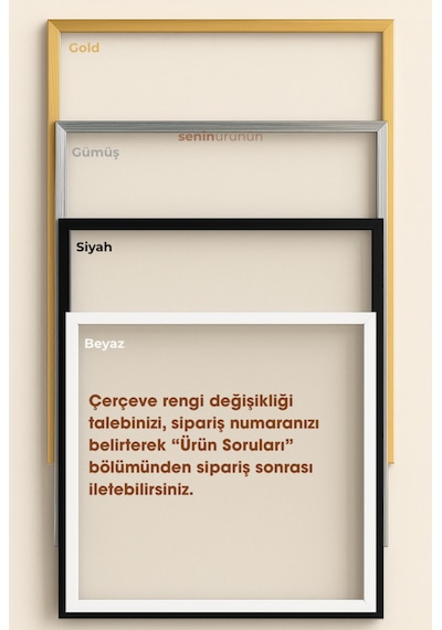 Huzurlu Yansımalar - Gerçek Cama Baskı Gold Alüminyum Metal Çerçeveli 3'lü Modern Tablo
