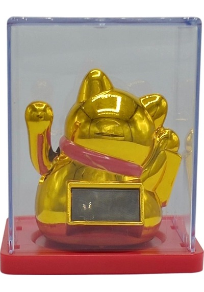 Maneki Neko El Sallayan Mini Şans Kedisi Gold Solar Güneş Enerjili 5x5cm Y7gld07
