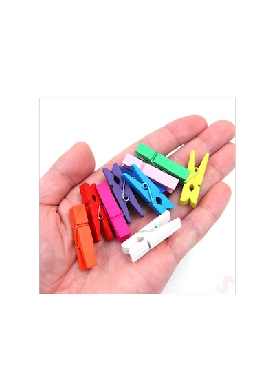 Dekoratif Ahşap Süs Mandalı, 3 Cm X 25 Adet - Çok Renkli 1+