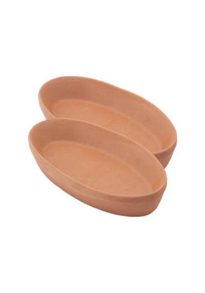 Elizi Çömlekleri 2 Adet Toprak Kayık Kase, Kayık Güveç Fırın Kabı 2 Li Set Küçük Boy 23x12cm Toprak