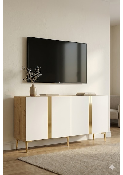 Ka1598dbg Anka Konsol Ve Tv Sehpası Safirmeşe-beyaz-gold 150cm