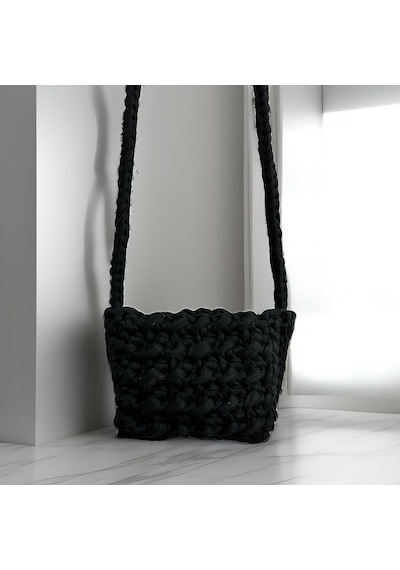 Byehandmade El Yapımı Siyah Renk Küçük Omuz Çantası Siyah