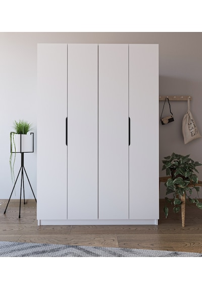 Monza 4 Kapılı Beyaz Gardırop Dolap 120 Cm
