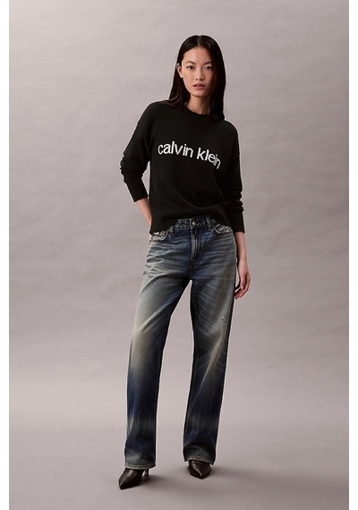 Calvin Klein Pamuklu Grafik Baskılı Kadın Siyah Kazak Lv047c311g-ub1 Siyah