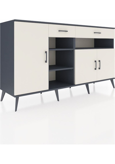 Hyperion Konsol 5 Raflı 2 Çekmeceli 3 Kapaklı 176x44x99 Antrasit- Antrasit-aytaşı Hyperion Konsol 5 Raflı 2 Çekmeceli 3 Kapaklı 176x44x99 Antrasit- Antrasit-aytaşı