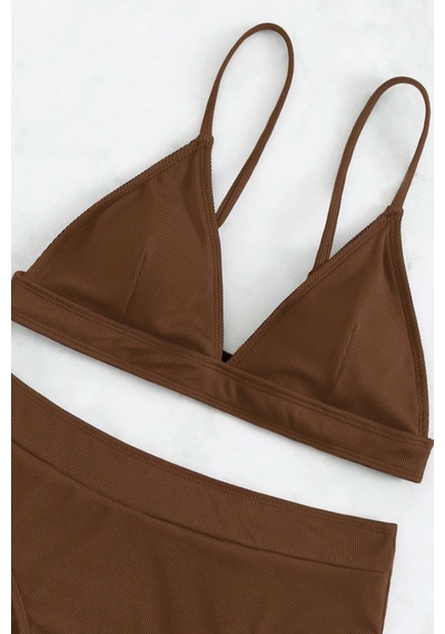 Angelsin Ayarlanabilir Askılı Üçgen Tasarım Yüksek Bel Bikini Takımı Kahverengi Angelsin Ayarlanabilir Askılı Üçgen Tasarım Yüksek Bel Bikini Takımı Kahverengi