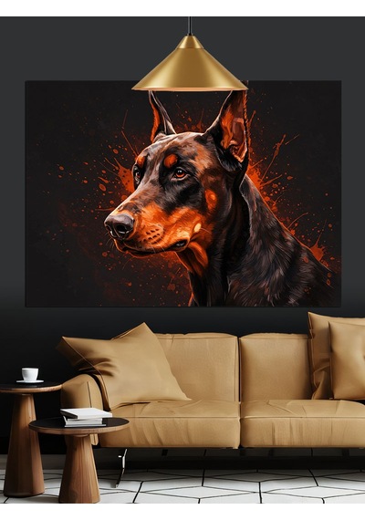 Doberman Köpek Cesur Duruş Dekoratif Kanvas - Mdf Ahşap Tablo