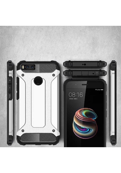 Kilifone - Xiaomi Mi 5x / Mi A1 Uyumlu - Kılıf Çift Katman Koruyucu Crash Military Tank Kılıf - Gri Gri