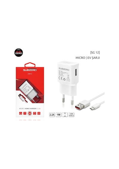 Subzero Sg12 5V 2.2A Micro Usb Şarj Cihazı Subzero Sg12 5V 2.2A Micro Usb Şarj Cihazı
