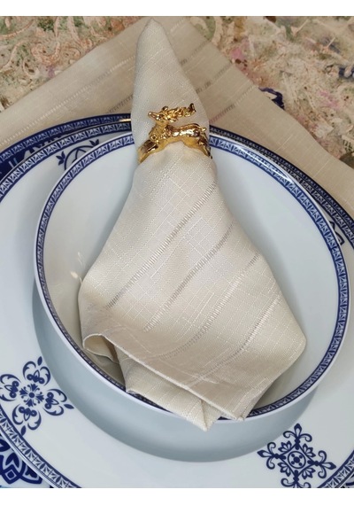 6'lı Lüx Pirinç Gold Peçete Yüzüğü At Geyik Balık Çam Yılbaşı Noel