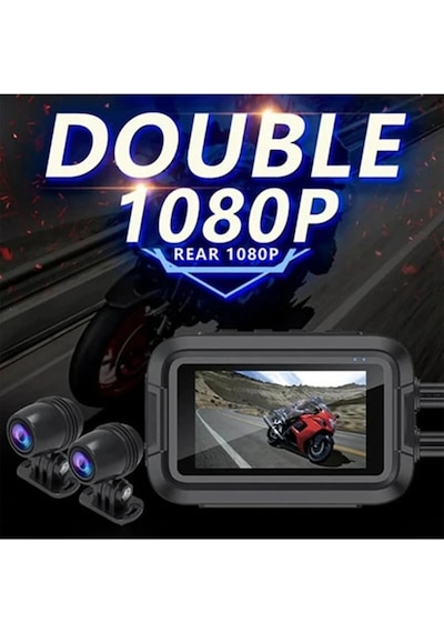 Motosiklet Kamerası Full Hd 1080p,150 Geniş Açı 3.0 Ekran Çift Ön Arka Kamera Wifi Destekli Gprs Öz Siyah