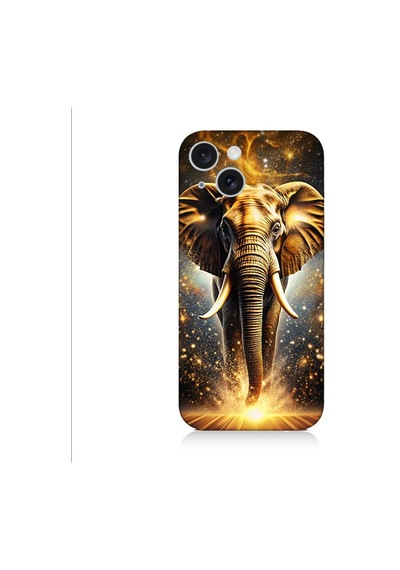 Apple Uyumlu iPhone 15 Plus Altın Fil Desenli Silikon Kılıf Silikon