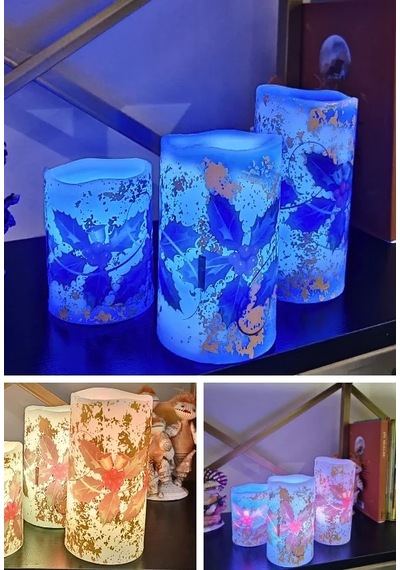 Ers Yılbaşı Noel Temalı 3 Lü Set Led Gerçek Mum Kumandalı 9 Renk Yanabilme Ve Animasyonlu Büyük Boy Diğer