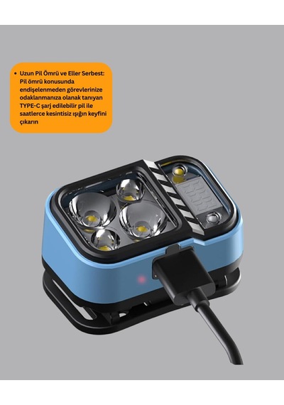 Sepetopia Type C Şarjlı Led Kafa Lambası Güç Göstergeli 53 Modlu
