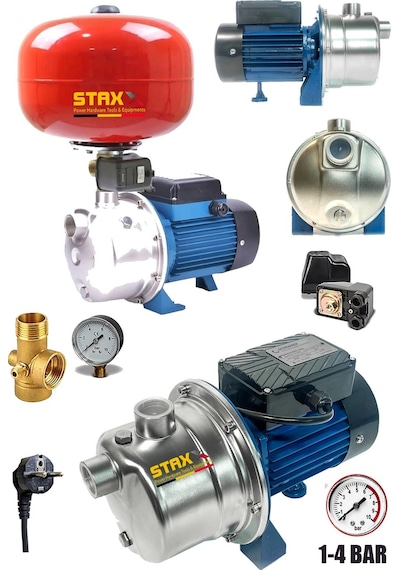 Staxx 100pas Paslanmaz Gövdeli Tanklı Otomatik Set 1hp Hidrofor