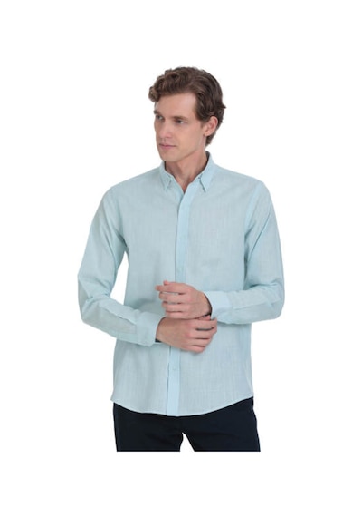 Hatemoğlu Mavi Comfort Fit 100% Pamuk Düğmeli Yaka Uzun Kollu Casual Gömlek 4112010