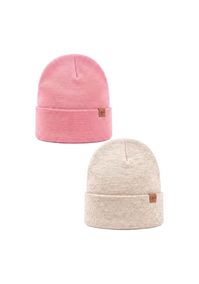 Sayzen Your Shine Unisex Basic Katlamalı 2'li Bere Set Pembe-stone