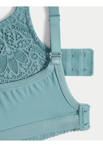 Marks & Spencer Body Soft Dantel Detaylı Balensiz Pamuklu Ameliyat Sonrası Sütyeni Mavi