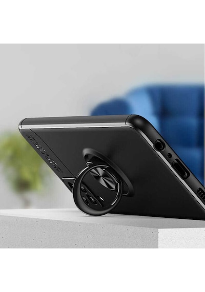 Galaxy M12 Kılıf Standlı Yüzüklü Manyetik Silikon